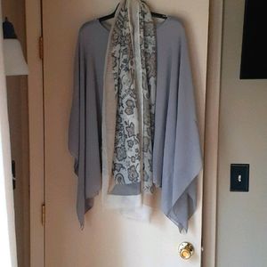 Womens sheer gray shall with scarf